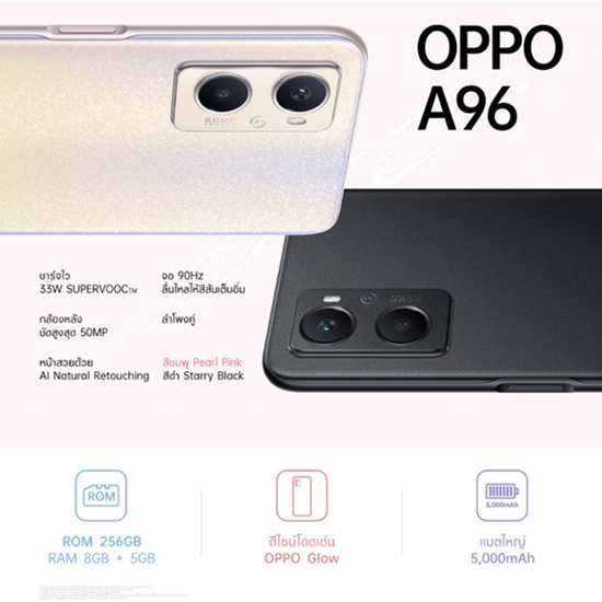 OPPO A96 สมาร์ตโฟนเพิ่มความจุเติมความจอย ให้คุณเอ็นจอยได้ง่ายยิ่งขึ้น ในราคาใหม่เพียง 9,499 บาท เท่านั้น!